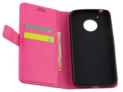 Slim Synthetic Leather Wallet Case with Stand for Motorola Moto G5 - Pink