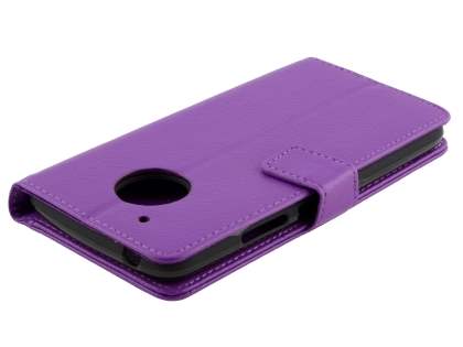 Slim Synthetic Leather Wallet Case with Stand for Motorola Moto G5 - Purple