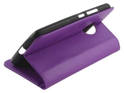 Slim Synthetic Leather Wallet Case with Stand for Motorola Moto G5 - Purple