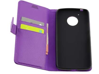 Slim Synthetic Leather Wallet Case with Stand for Motorola Moto G5 - Purple
