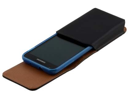 Smooth Synthetic Leather Vertical Belt Pouch - Bumper Case Compatible