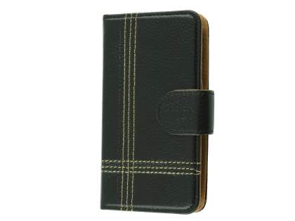 Synthetic Leather Wallet Case for Samsung Galaxy S4 - Black
