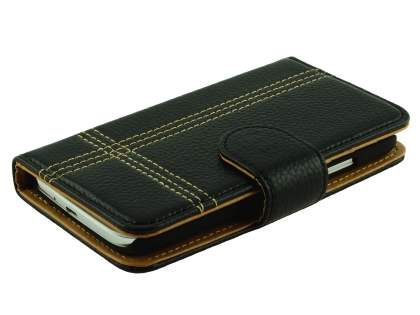 Synthetic Leather Wallet Case for Samsung Galaxy S4 - Black