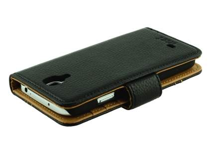 Synthetic Leather Wallet Case for Samsung Galaxy S4 - Black