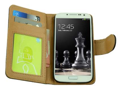 Synthetic Leather Wallet Case for Samsung Galaxy S4 - Black