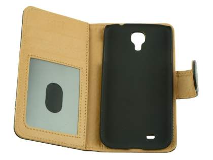 Synthetic Leather Wallet Case for Samsung Galaxy S4 - Black