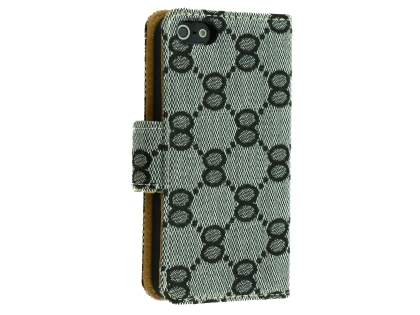Synthetic Leather Wallet Case for iPhone SE(1st Gen)/5s/5 - Light Grey