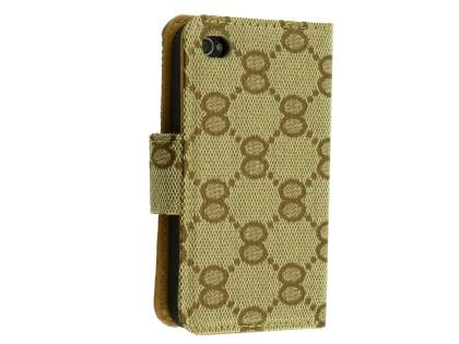 Synthetic Leather Wallet Case for Apple iPhone 4s/4 - Light Brown