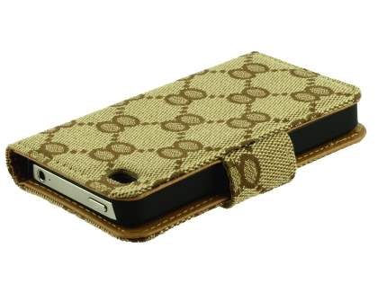 Synthetic Leather Wallet Case for Apple iPhone 4s/4 - Light Brown