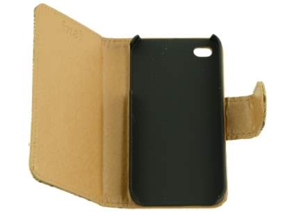 Synthetic Leather Wallet Case for Apple iPhone 4s/4 - Light Brown