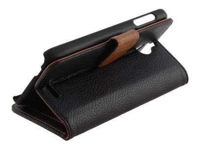 Synthetic Leather Wallet Case with Stand for HTC Desire 510 - Classic Black