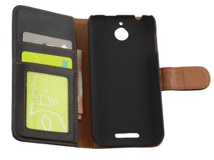 Synthetic Leather Wallet Case with Stand for HTC Desire 510 - Classic Black