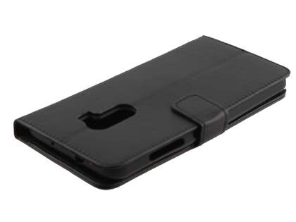 Synthetic Leather Wallet Case with Stand for HTC One X10 - Black