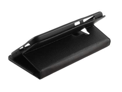 Synthetic Leather Wallet Case with Stand for HTC One X10 - Black
