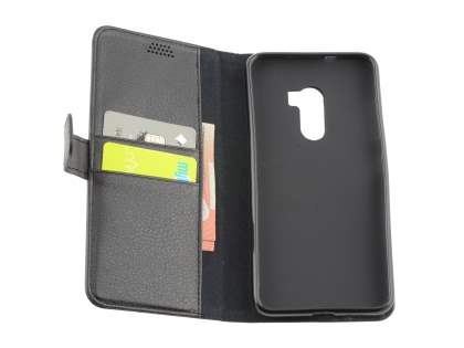 Synthetic Leather Wallet Case with Stand for HTC One X10 - Black