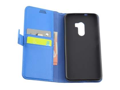Synthetic Leather Wallet Case with Stand for HTC One X10 - Blue