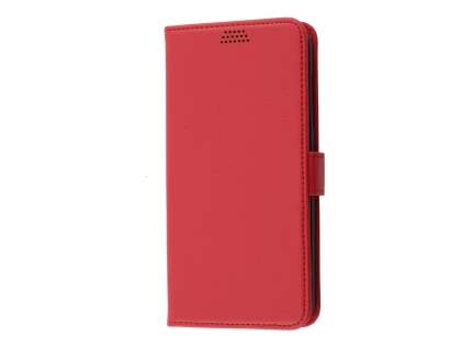 Synthetic Leather Wallet Case with Stand for HTC One X10 - Red
