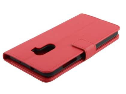 Synthetic Leather Wallet Case with Stand for HTC One X10 - Red