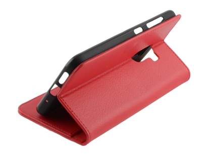 Synthetic Leather Wallet Case with Stand for HTC One X10 - Red