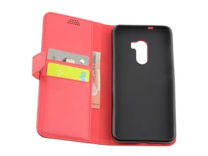Synthetic Leather Wallet Case with Stand for HTC One X10 - Red