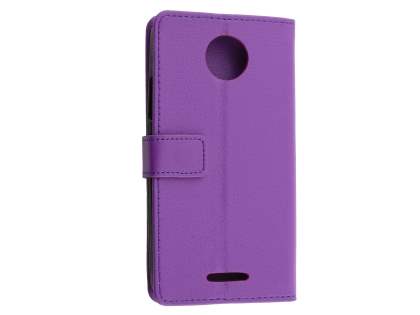 Slim Synthetic Leather Wallet Case with Stand for Motorola Moto C - Purple Leather Wallet Case