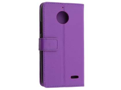 Slim Synthetic Leather Wallet Case with Stand for Motorola Moto E4 - Purple Leather Wallet Case