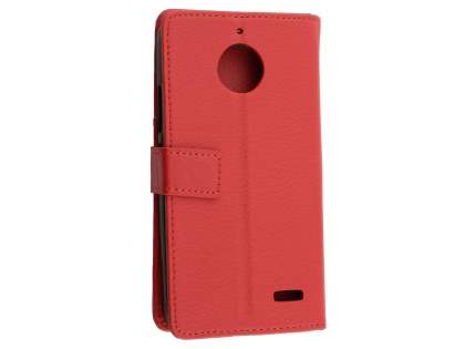 Slim Synthetic Leather Wallet Case with Stand for Motorola Moto E4 - Red Leather Wallet Case