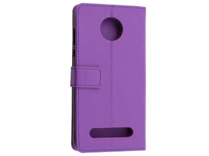 Slim Synthetic Leather Wallet Case with Stand for Motorola Z2 Play - Purple Leather Wallet Case