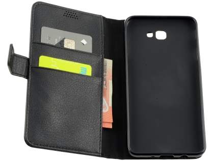Synthetic Leather Wallet Case with Stand for Samsung Galaxy J7 Prime - Black