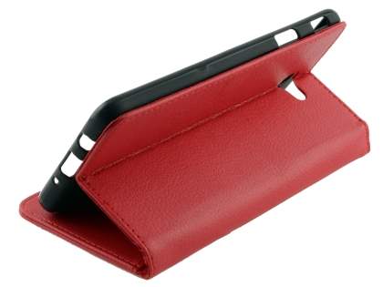 Synthetic Leather Wallet Case with Stand for Samsung Galaxy J7 Prime - Red