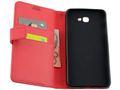 Synthetic Leather Wallet Case with Stand for Samsung Galaxy J7 Prime - Red