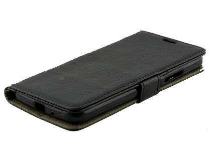 Slim Synthetic Leather Wallet Case with Stand for Motorola Moto E4 - Classic Black