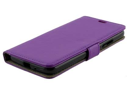 Slim Synthetic Leather Wallet Case with Stand for Motorola Moto E4 - Purple