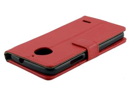 Slim Synthetic Leather Wallet Case with Stand for Motorola Moto E4 - Red