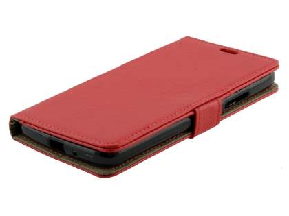 Slim Synthetic Leather Wallet Case with Stand for Motorola Moto E4 - Red