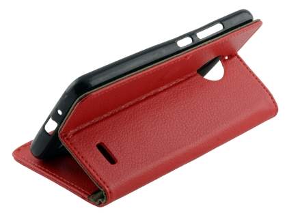 Slim Synthetic Leather Wallet Case with Stand for Motorola Moto E4 - Red