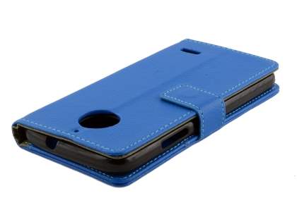 Slim Synthetic Leather Wallet Case with Stand for Motorola Moto E4 - Blue