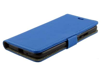 Slim Synthetic Leather Wallet Case with Stand for Motorola Moto E4 - Blue
