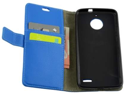Slim Synthetic Leather Wallet Case with Stand for Motorola Moto E4 - Blue