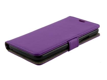 Slim Synthetic Leather Wallet Case with Stand for Motorola Moto C - Purple
