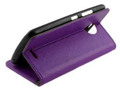 Slim Synthetic Leather Wallet Case with Stand for Motorola Moto C - Purple