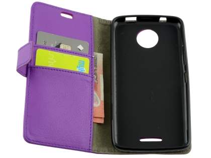 Slim Synthetic Leather Wallet Case with Stand for Motorola Moto C - Purple