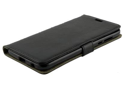 Slim Synthetic Leather Wallet Case with Stand for Motorola Z2 Play - Classic Black