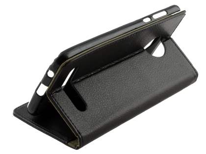 Slim Synthetic Leather Wallet Case with Stand for Motorola Z2 Play - Classic Black