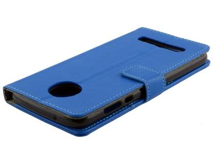 Slim Synthetic Leather Wallet Case with Stand for Motorola Z2 Play - Blue