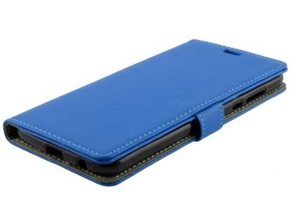 Slim Synthetic Leather Wallet Case with Stand for Motorola Z2 Play - Blue