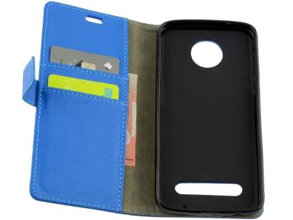 Slim Synthetic Leather Wallet Case with Stand for Motorola Z2 Play - Blue