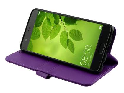 Synthetic Leather Wallet Case with Stand for Huawei P10 Plus - Purple