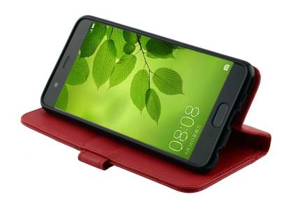 Synthetic Leather Wallet Case with Stand for Huawei P10 Plus - Red