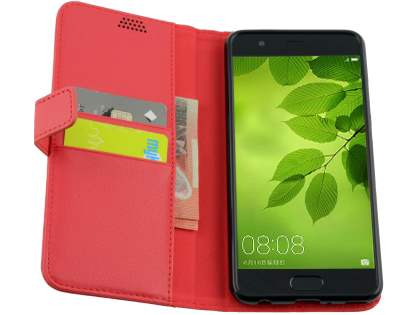 Synthetic Leather Wallet Case with Stand for Huawei P10 Plus - Red